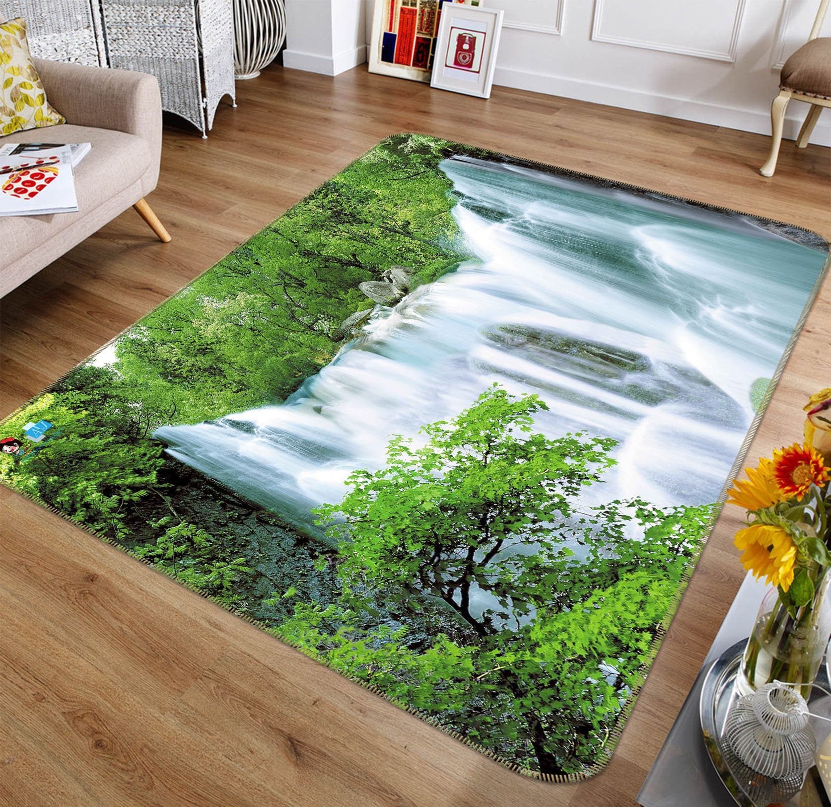 3D Woods Waterfall 348 Non Slip Rug Mat Mat AJ Creativity Home