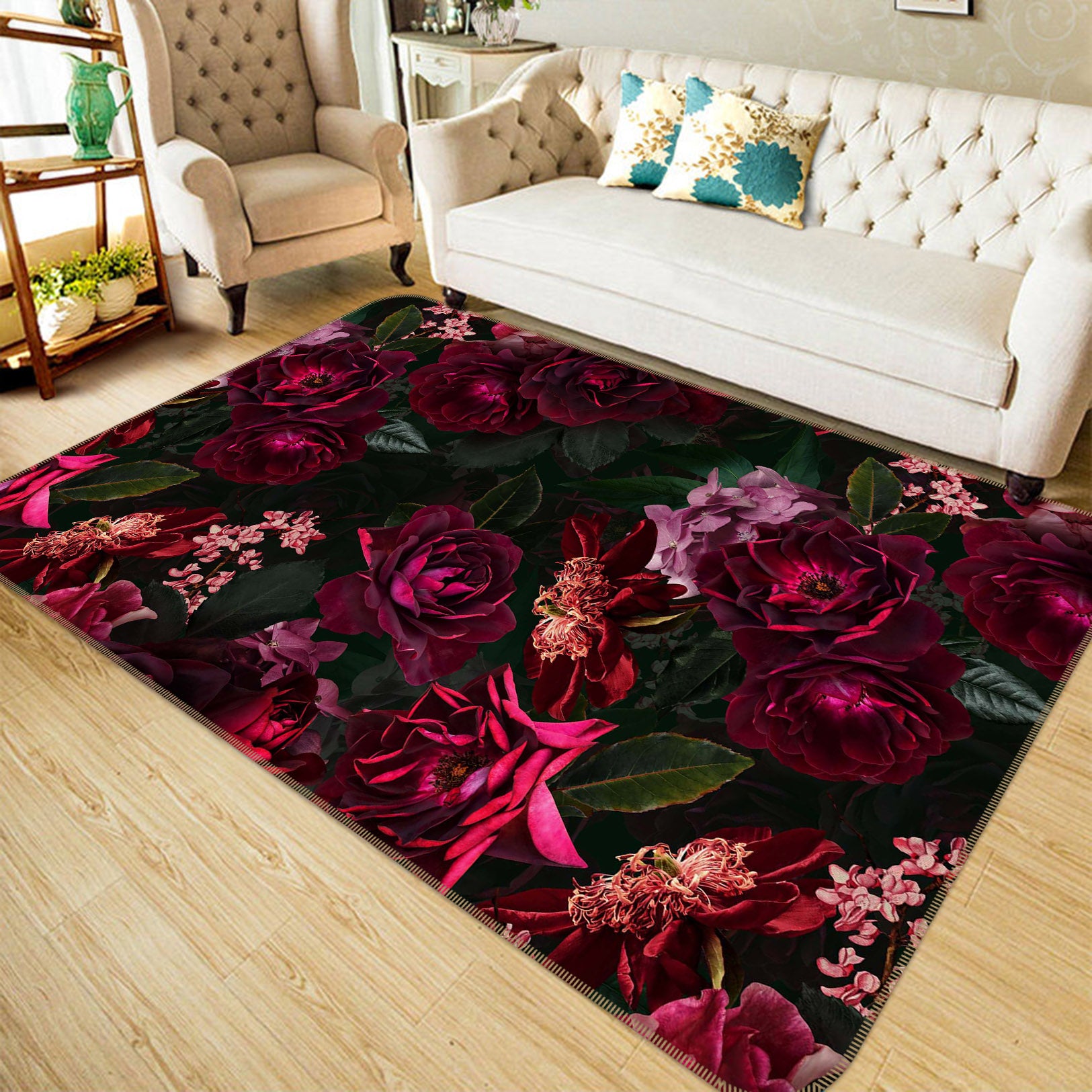 3D Purple Flowers 143 Uta Naumann Rug Non Slip Rug Mat