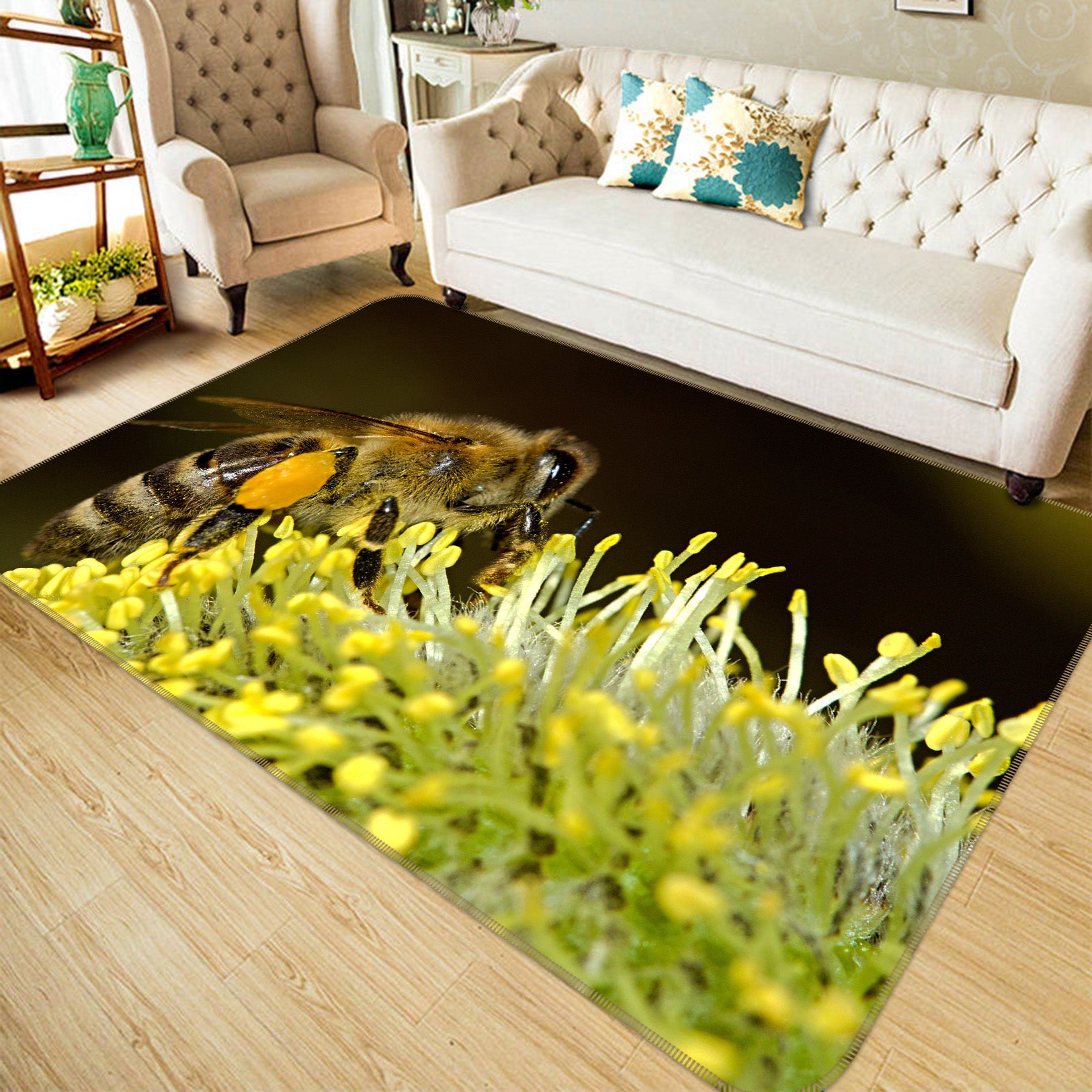 3D Bee Stamen 017 Animal Non Slip Rug Mat