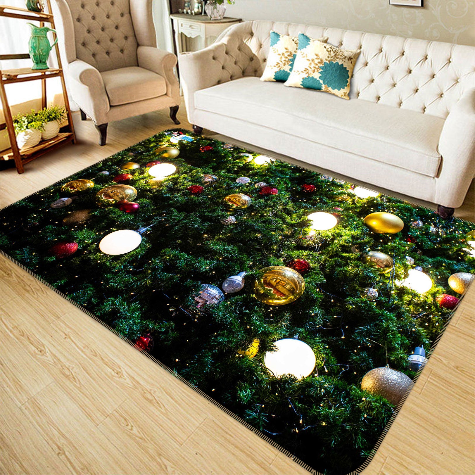 3D Ball Pendant 56166 Christmas Non Slip Rug Mat Xmas