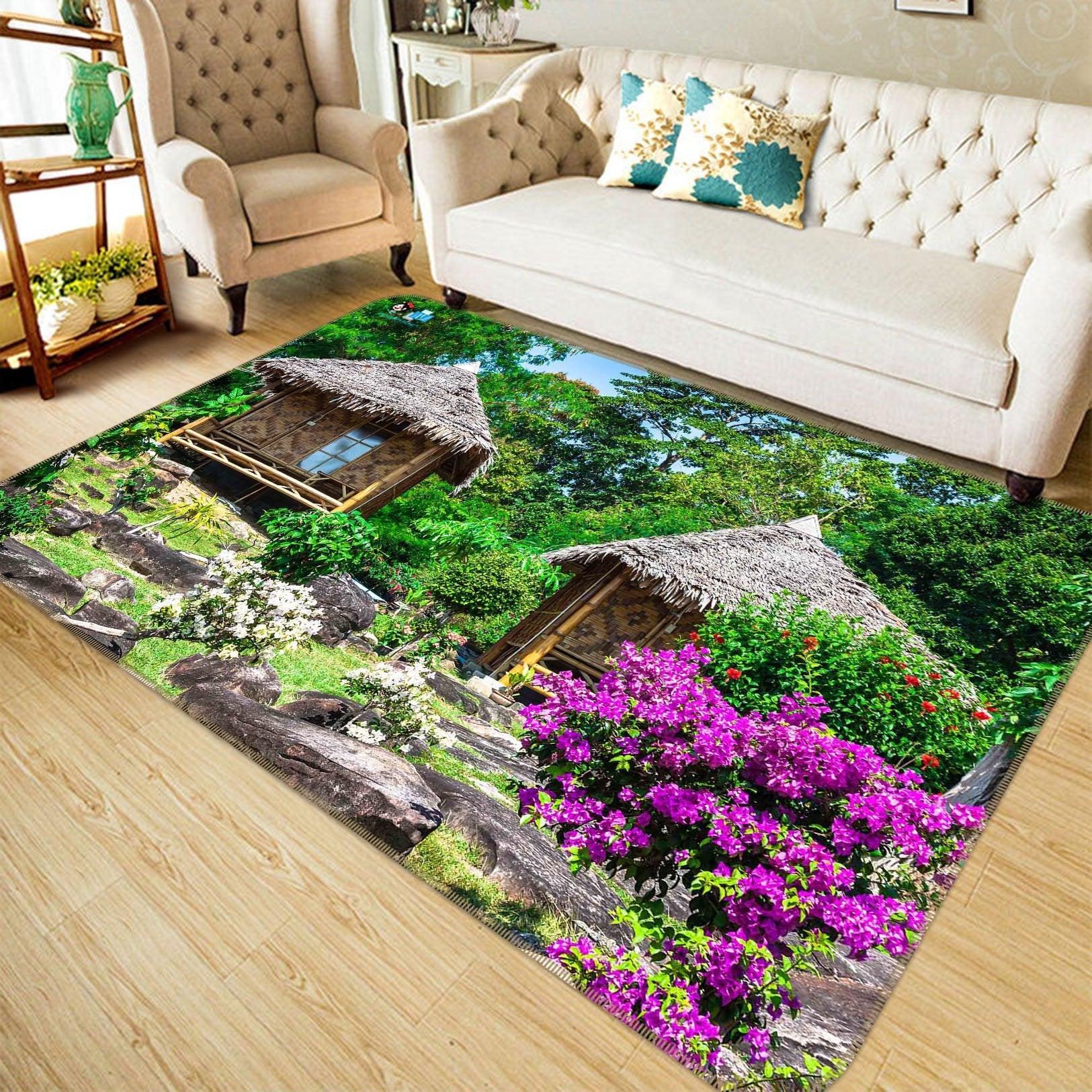 3D Grass House Flower 754 Non Slip Rug Mat Mat AJ Creativity Home