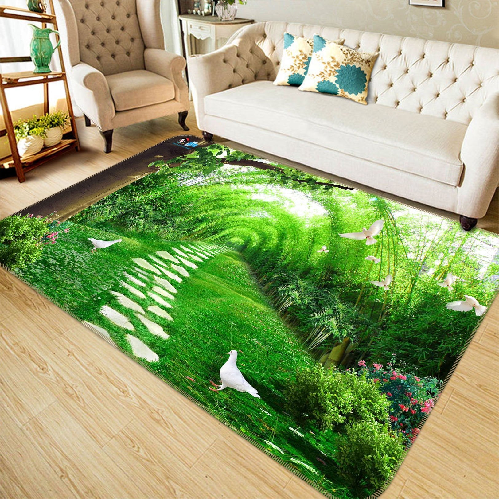 3D Bamboo Pigeon 736 Non Slip Rug Mat Mat AJ Creativity Home