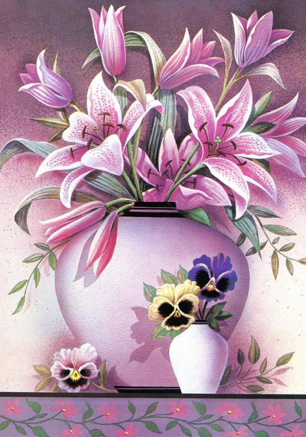 Pink Lilies Vase Wallpaper AJ Wallpaper 2