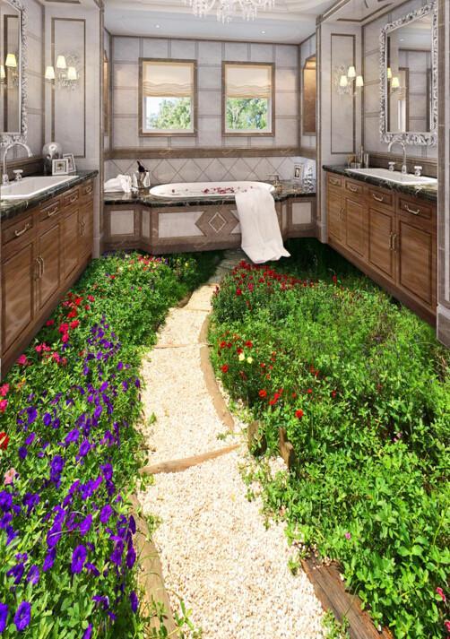 3D Cobblestone Road Floor Mural Wallpaper AJ Wallpaper 2