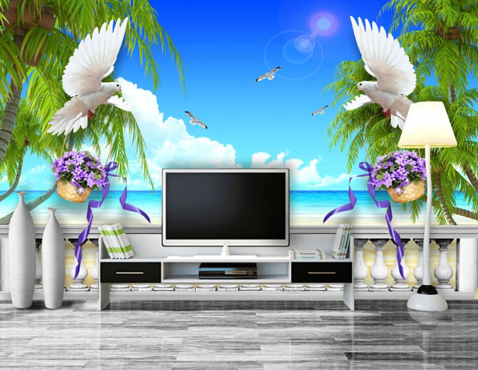 Holding Flower Basket Doves Wallpaper AJ Wallpaper 2