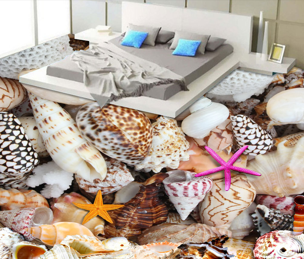 3D Rich Conch 607 Floor Mural Wallpaper Murals Rug & Mat Print Epoxy waterproof bath floor