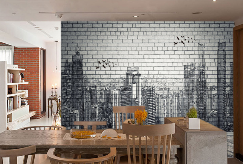 3D Black Building 323 Floor Mural Wallpaper AJ Wallpaper 2