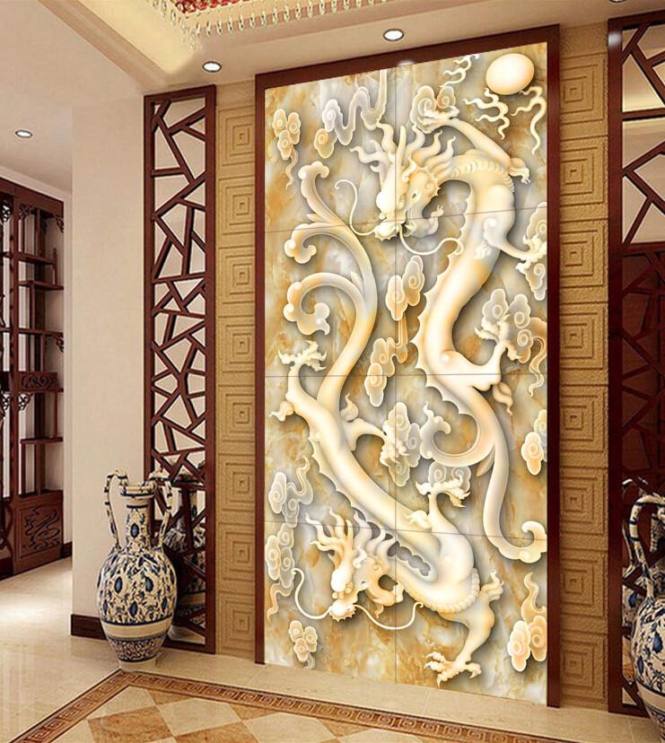 3D Carving Pentium Dragon Porch Wallpaper AJ Wallpaper 1