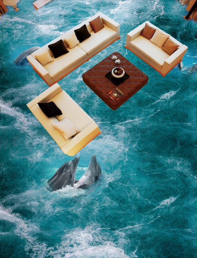 3D Churning Dolphin 564 Floor Mural Wallpaper Murals Rug & Mat Print Epoxy waterproof bath floor