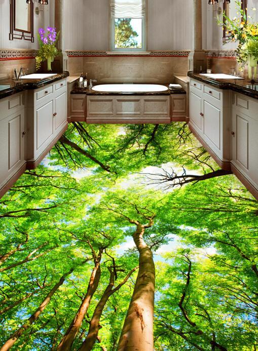 3D Forest Treetops Floor Mural Wallpaper AJ Wallpaper 2