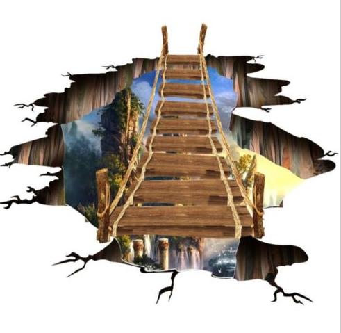 3D Wood Bridge 5 Floor Mural Wallpaper AJ Wallpaper 2