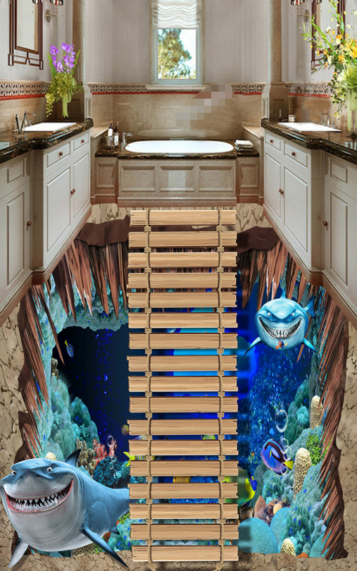 3D Ocean Wooden Bridge 333 Floor Mural Wallpaper Murals Rug & Mat Print Epoxy waterproof bath floor