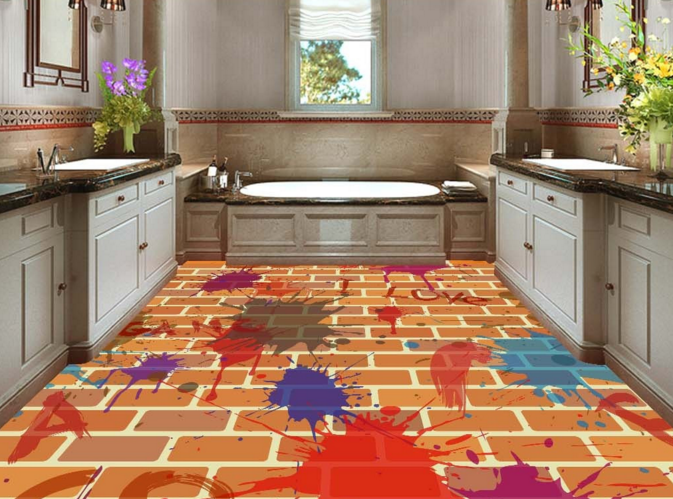 3D Red Brick Paint 309 Floor Mural Wallpaper Murals Rug & Mat Print Epoxy waterproof bath floor