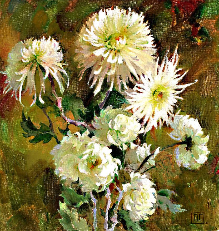 Chrysanthemums Painting Wallpaper AJ Wallpaper 2