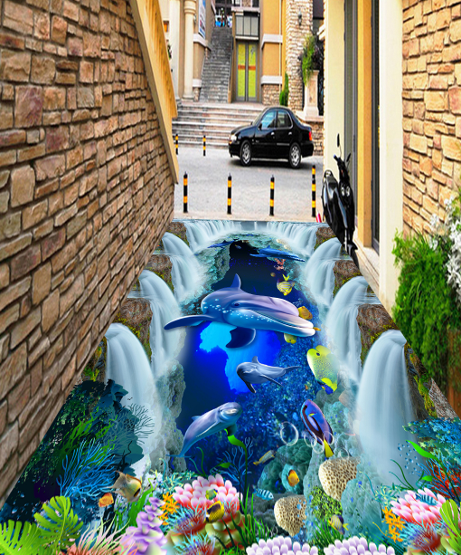 3D Waterfall 331 Floor Mural Wallpaper AJ Wallpaper 2