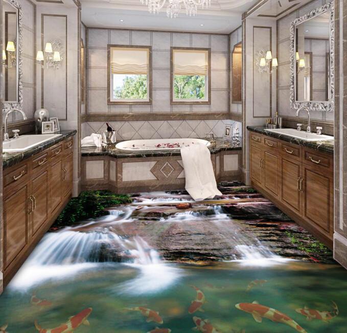 3D Mountain Stony Stream Floor Mural Wallpaper AJ Wallpaper 2