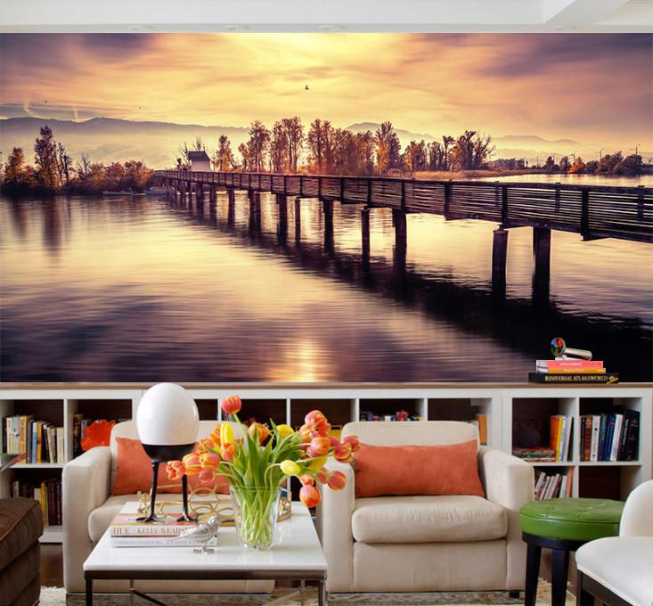 3D Sunset Trees Clouds River 298 Wallpaper AJ Wallpaper