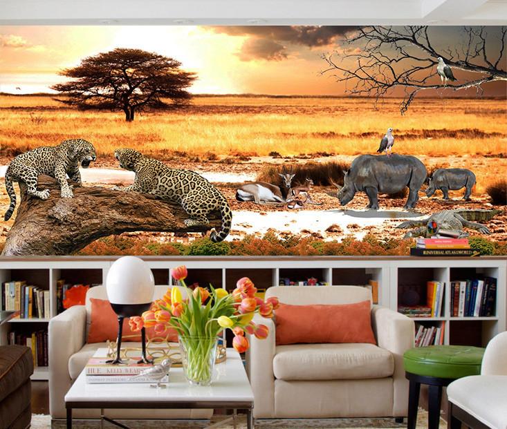 3D Leopard Sunset Glow 621 Wallpaper AJ Wallpaper