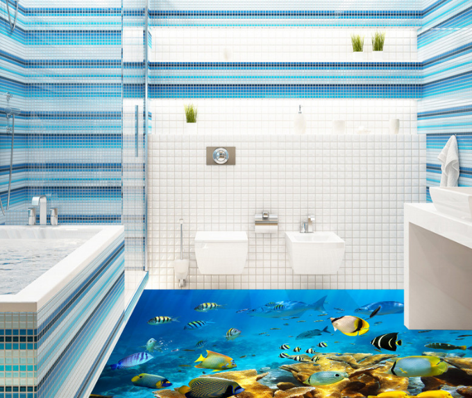 3D Happy Fish 105 Floor Mural Wallpaper AJ Wallpaper 2