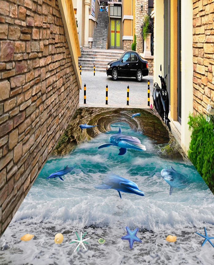 3D Valley Dolphin 527 Floor Mural Wallpaper Murals Rug & Mat Print Epoxy waterproof bath floor
