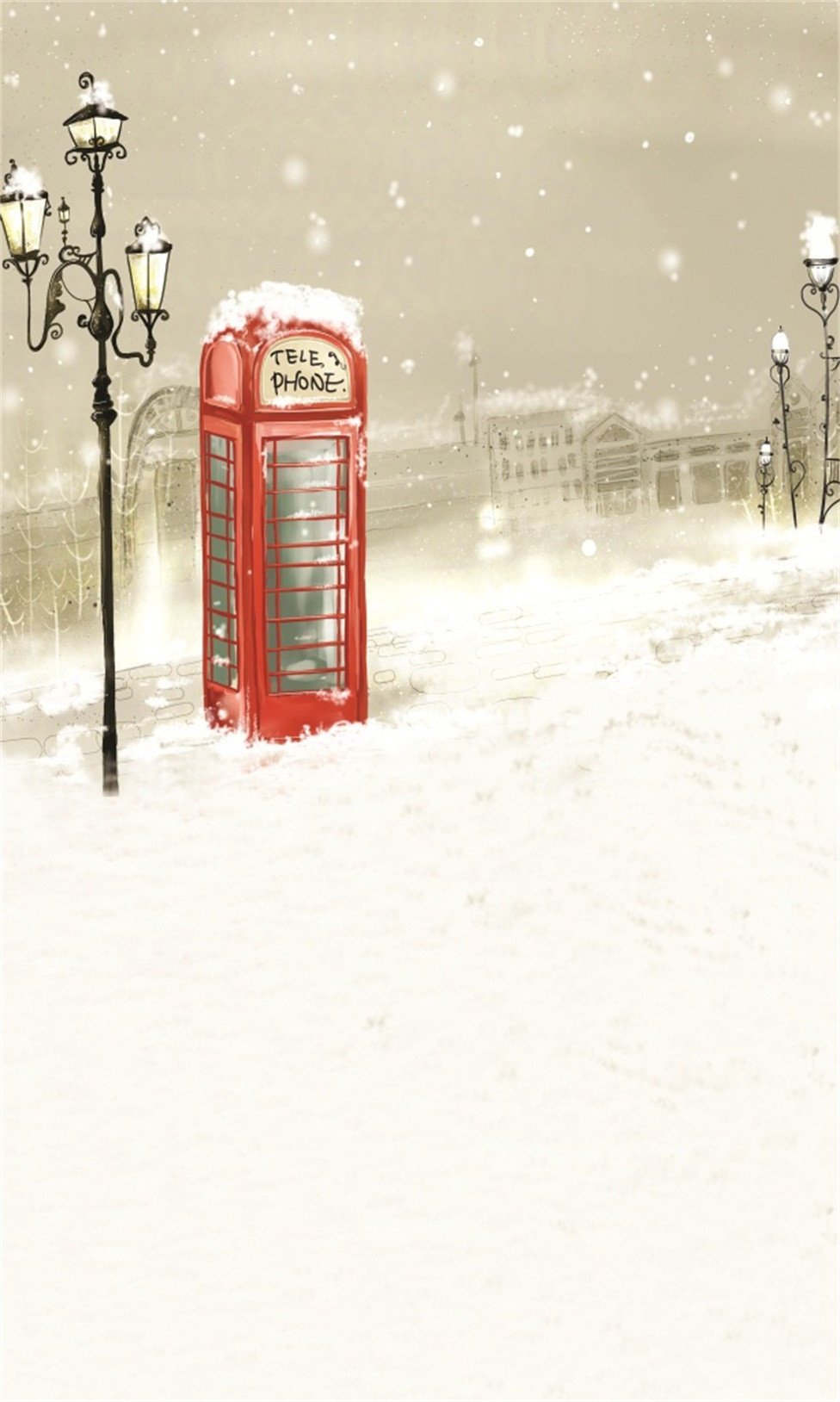 3D telephone booth in snow door mural Wallpaper AJ Wallpaper