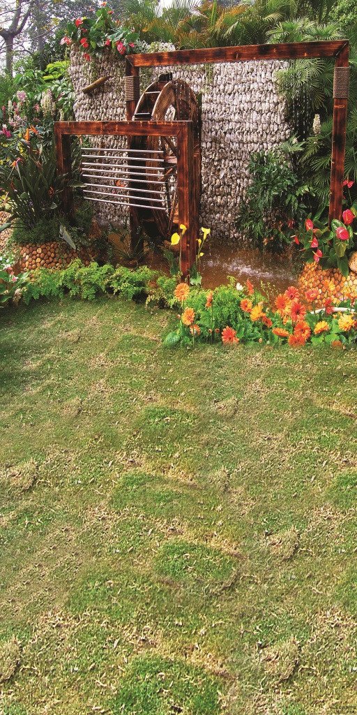 3D lawn gardens flower door mural Wallpaper AJ Wallpaper