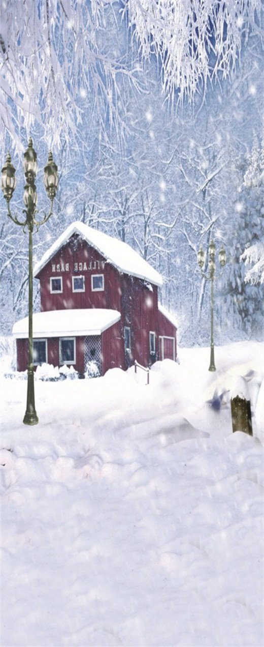 3D house in the snow door mural Wallpaper AJ Wallpaper