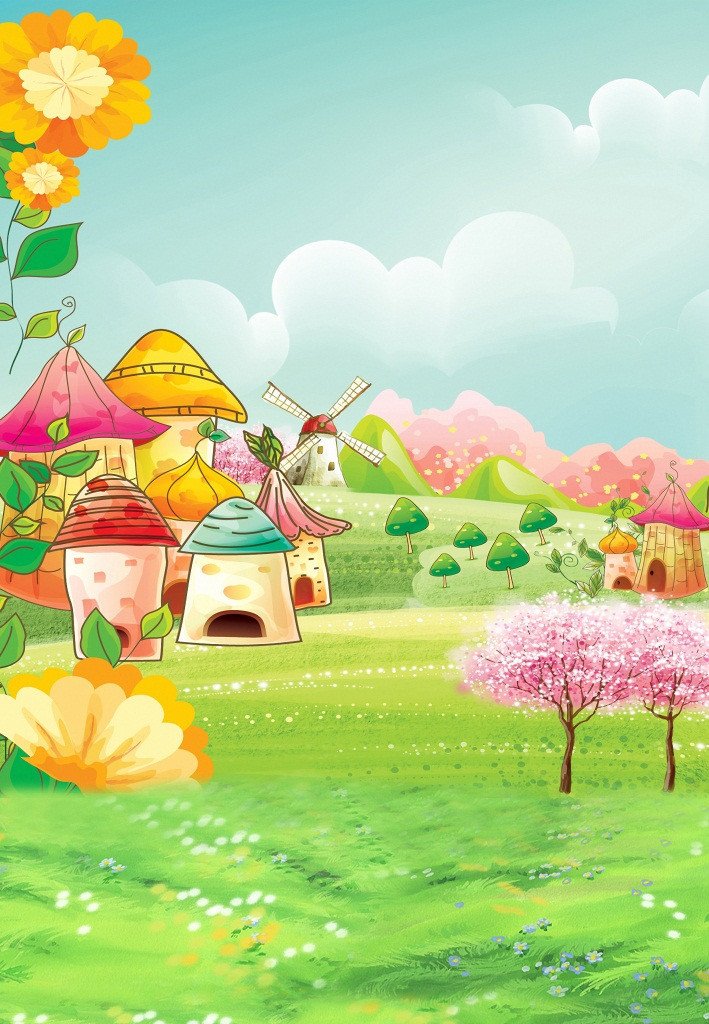 3D fairy tale flower castle painting door mural Wallpaper AJ Wallpaper