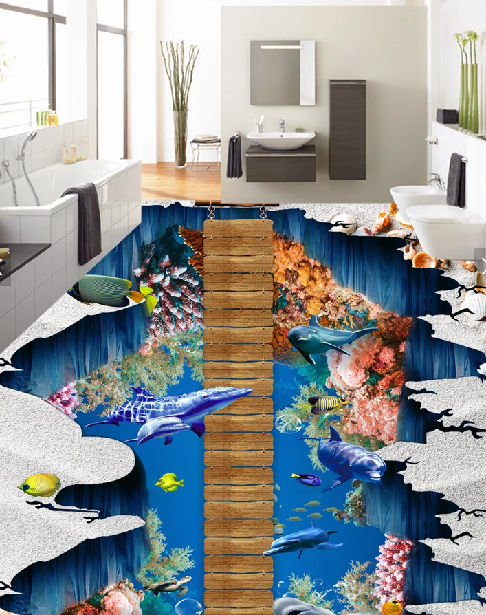 3D Ocean Wooden Bridge 592 Floor Mural Wallpaper Murals Rug & Mat Print Epoxy waterproof bath floor