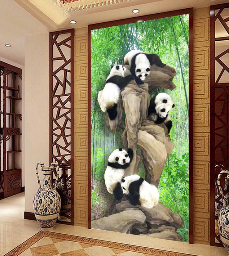 Pandas Climbing Stones Wallpaper AJ Wallpaper 2