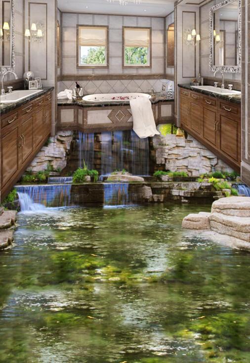 3D Rockery Scenery Floor Mural Wallpaper AJ Wallpaper 2