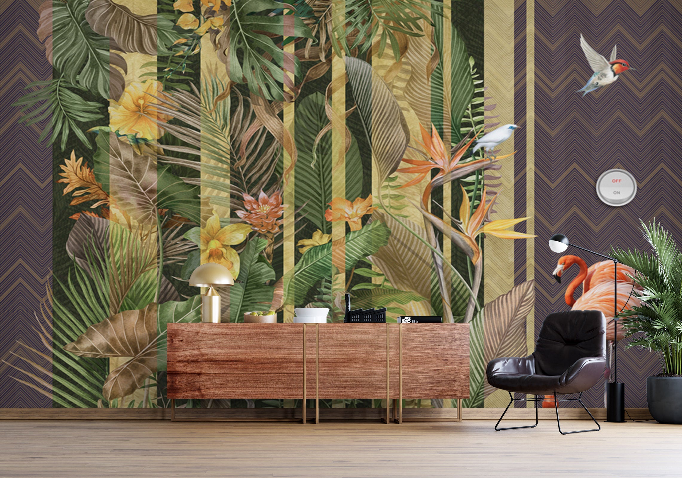 3D Sparrow Flamingo 1569 Wall Murals