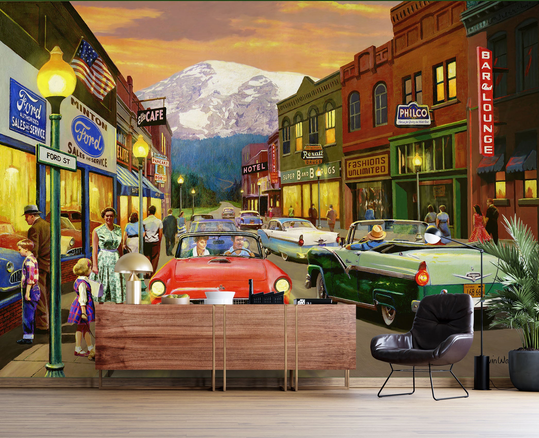 3D Bustling Street 126 Kevin Walsh Wall Mural Wall Murals