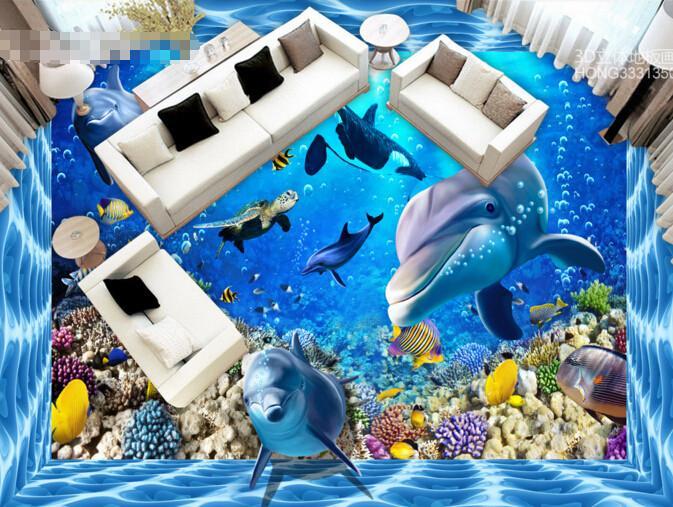 3D Bright Colorful Ocean Floor Mural Wallpaper AJ Wallpaper 2