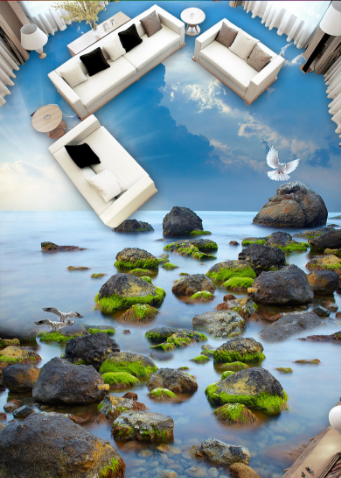 3D Seaside Stones 374 Floor Mural Wallpaper AJ Wallpaper 2