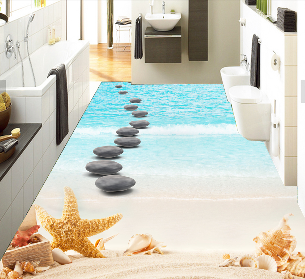 3D Beautiful Beach 599 Floor Mural Wallpaper Murals Rug & Mat Print Epoxy waterproof bath floor