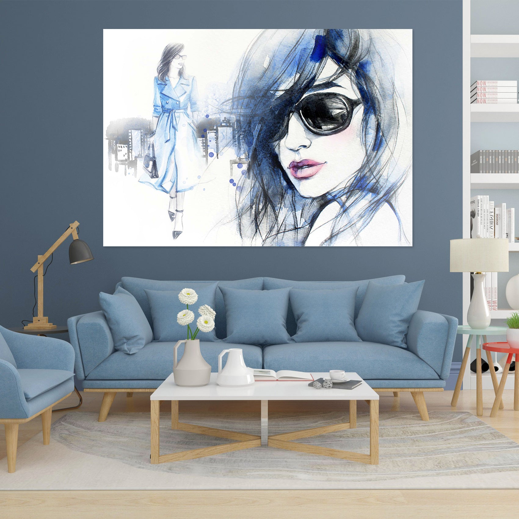 3D Blue Hair Woman 1046 Wall Sticker