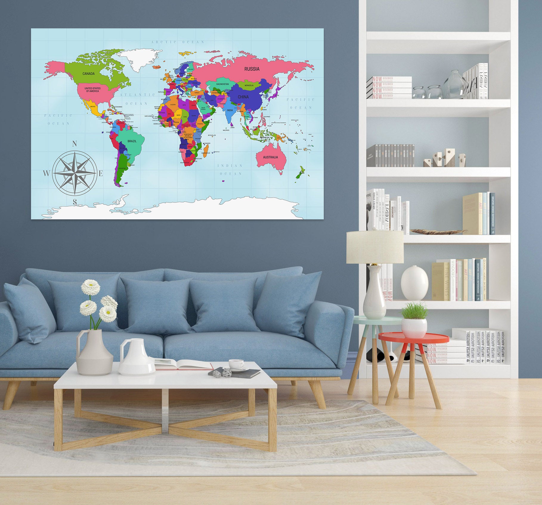3D Color Pattern 297 World Map Wall Sticker
