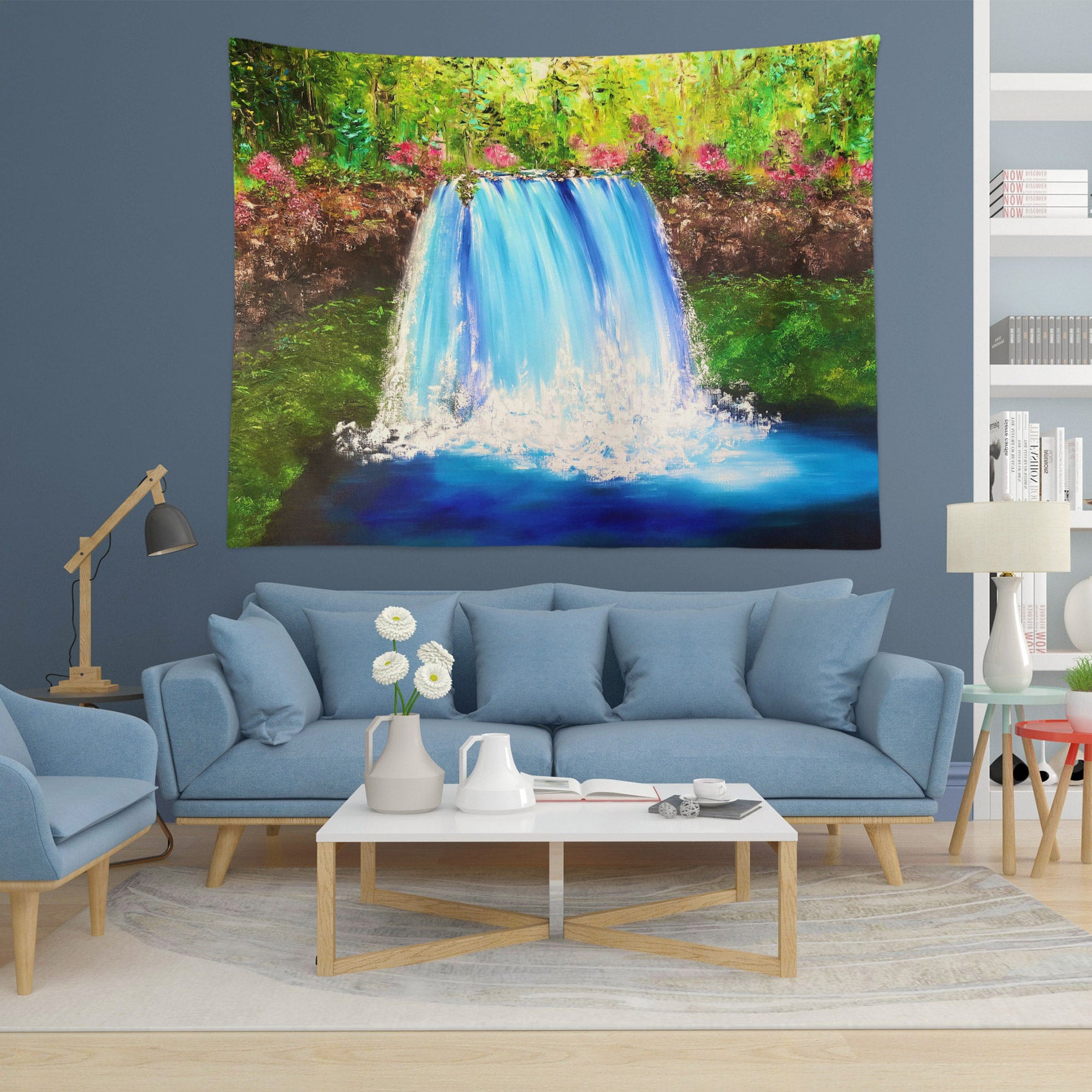 3D Blue Waterfall 3519 Skromova Marina Tapestry Hanging Cloth Hang