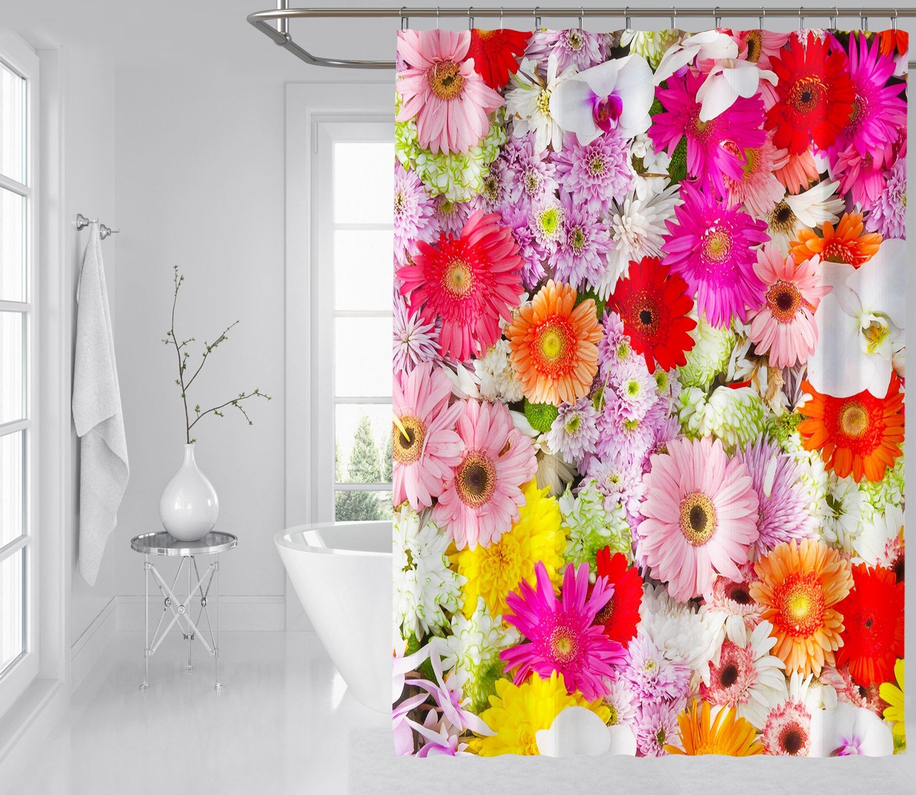 3D Colored Daisy 008 Shower Curtain 3D Shower Curtain AJ Creativity Home