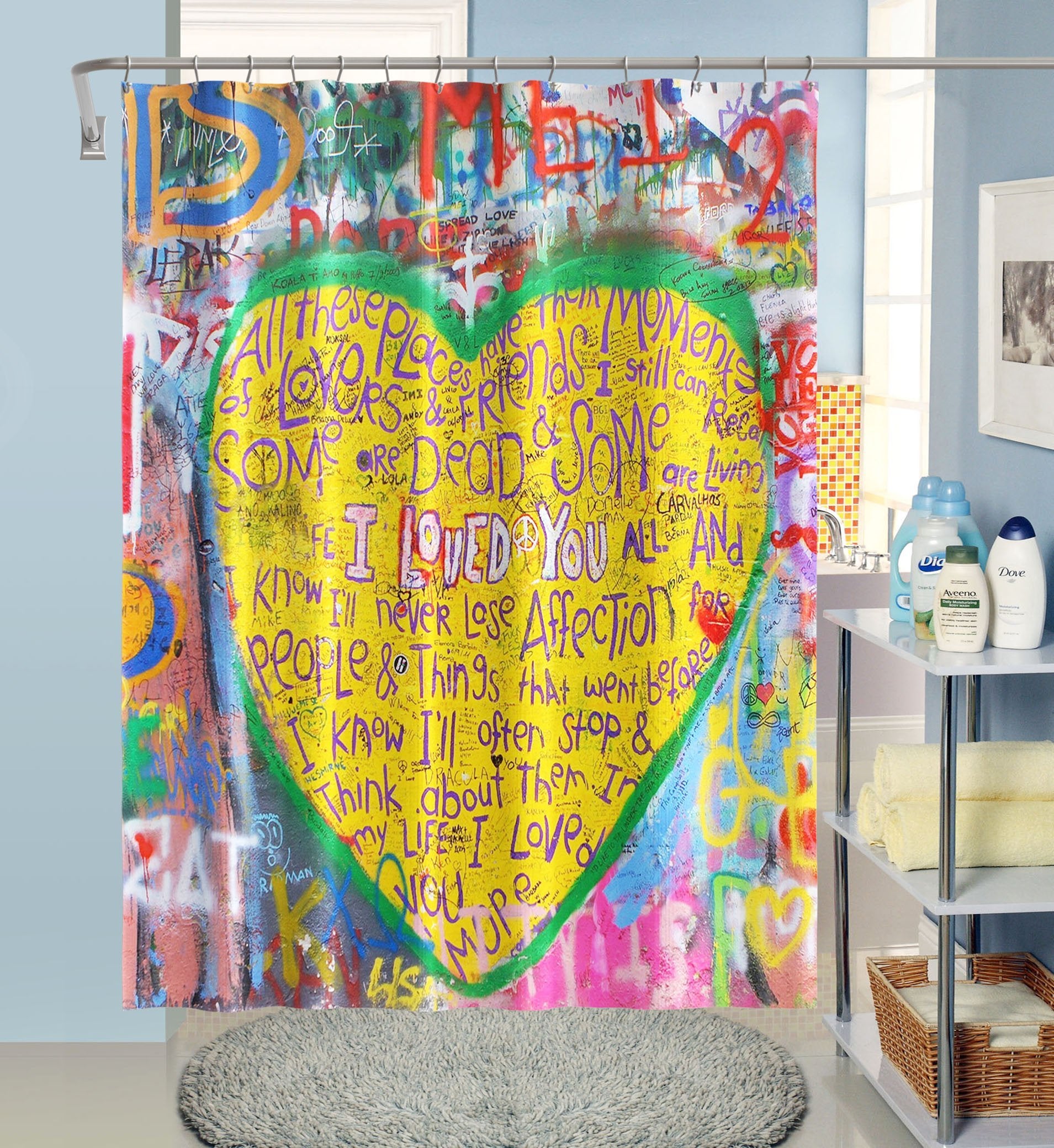 3D Love White Wall 011 Shower Curtain 3D Shower Curtain AJ Creativity Home