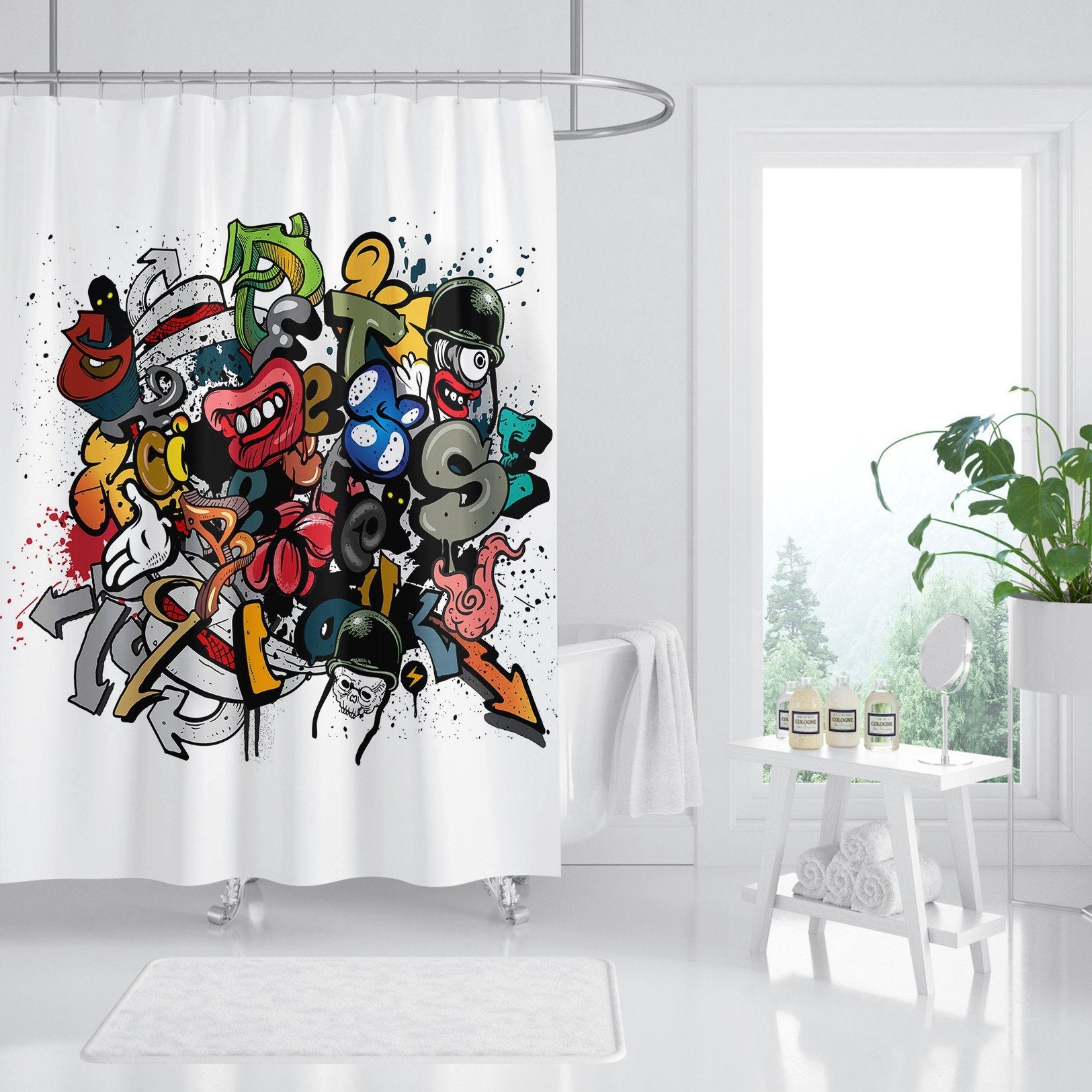 3D Hand Drawn Monster 141 Shower Curtain 3D Shower Curtain AJ Creativity Home