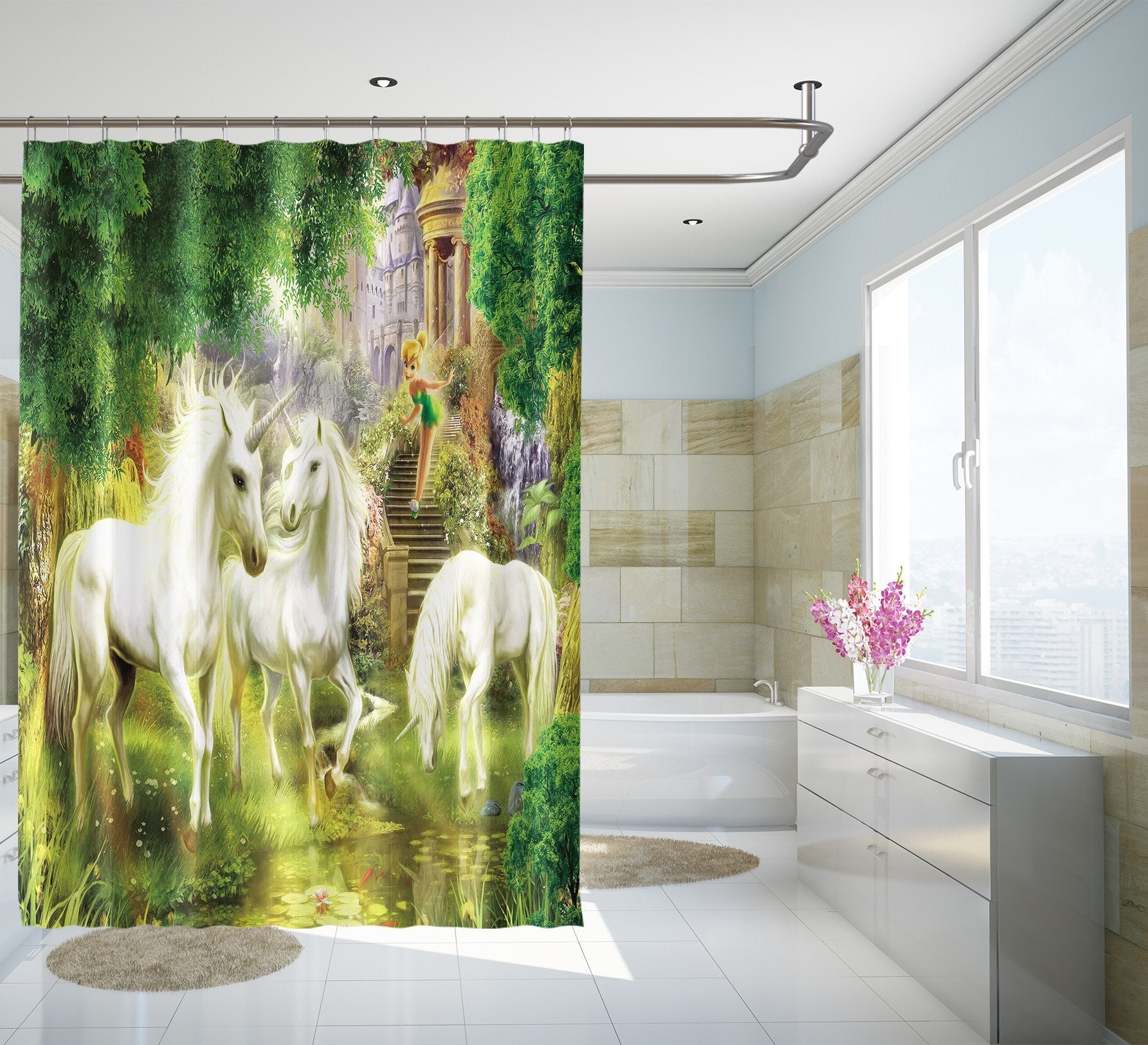 3D Unicorn Forest 056 Shower Curtain 3D Shower Curtain AJ Creativity Home