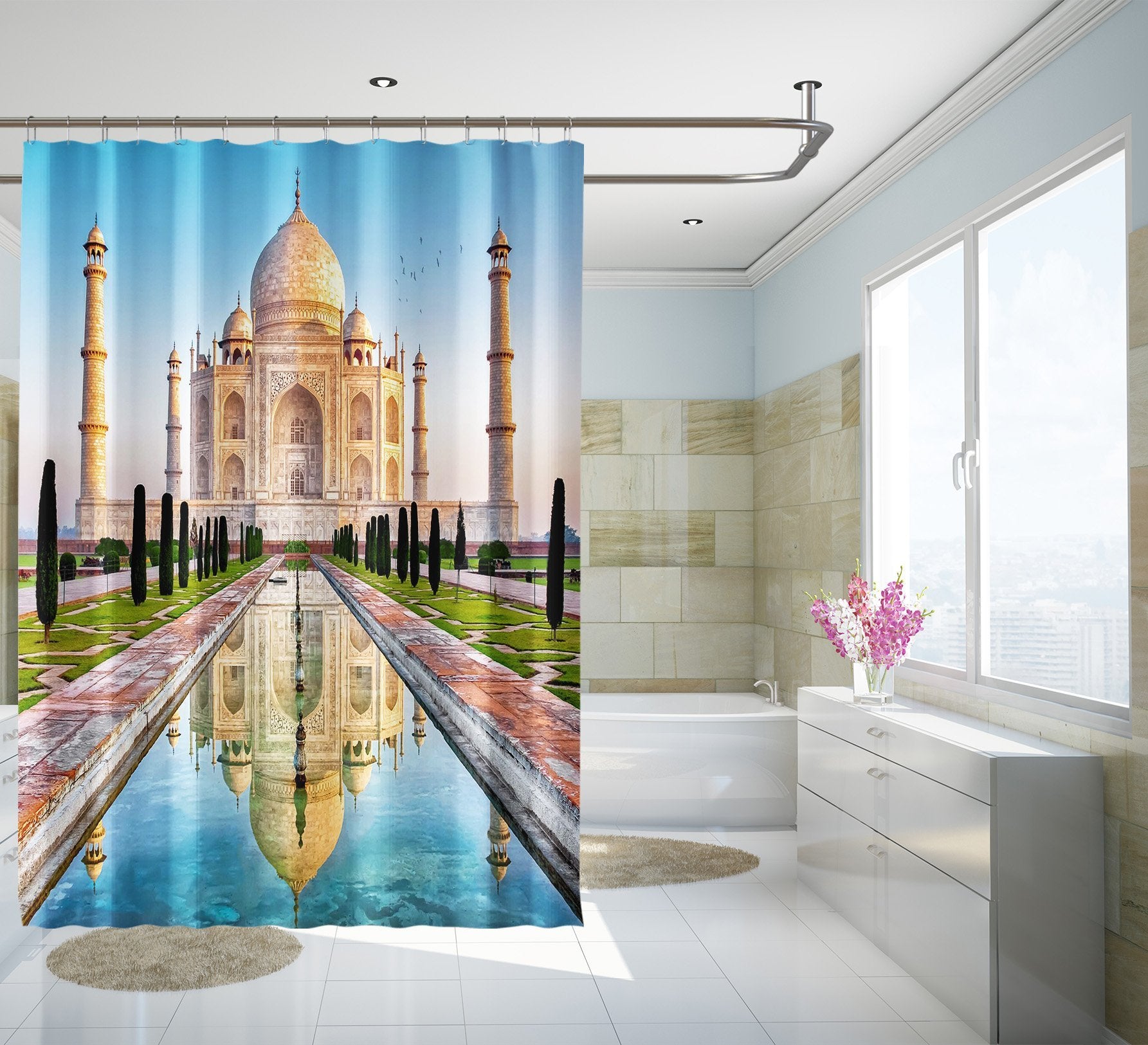 3D Taj Mahal 133 Shower Curtain 3D Shower Curtain AJ Creativity Home