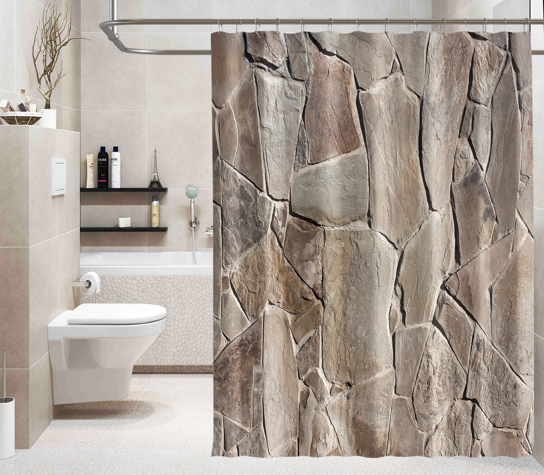 3D Irregular Stones 019 Shower Curtain 3D Shower Curtain AJ Creativity Home
