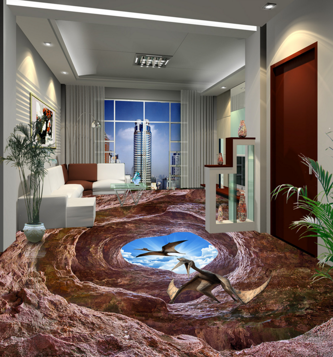 3D Dinosaur 027 Floor Mural Wallpaper AJ Wallpaper 2
