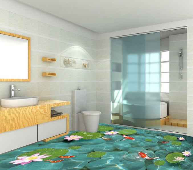 3D Initial Hibiscus 054 Floor Mural Wallpaper AJ Wallpaper 2