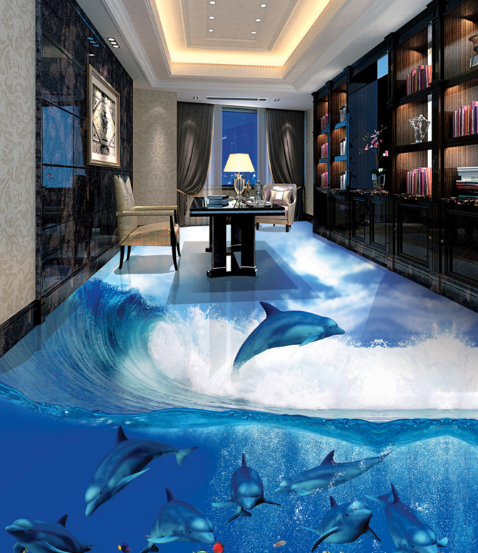 3D Churning-Dolphin 339 Floor Mural Wallpaper Murals Rug & Mat Print Epoxy waterproof bath floor