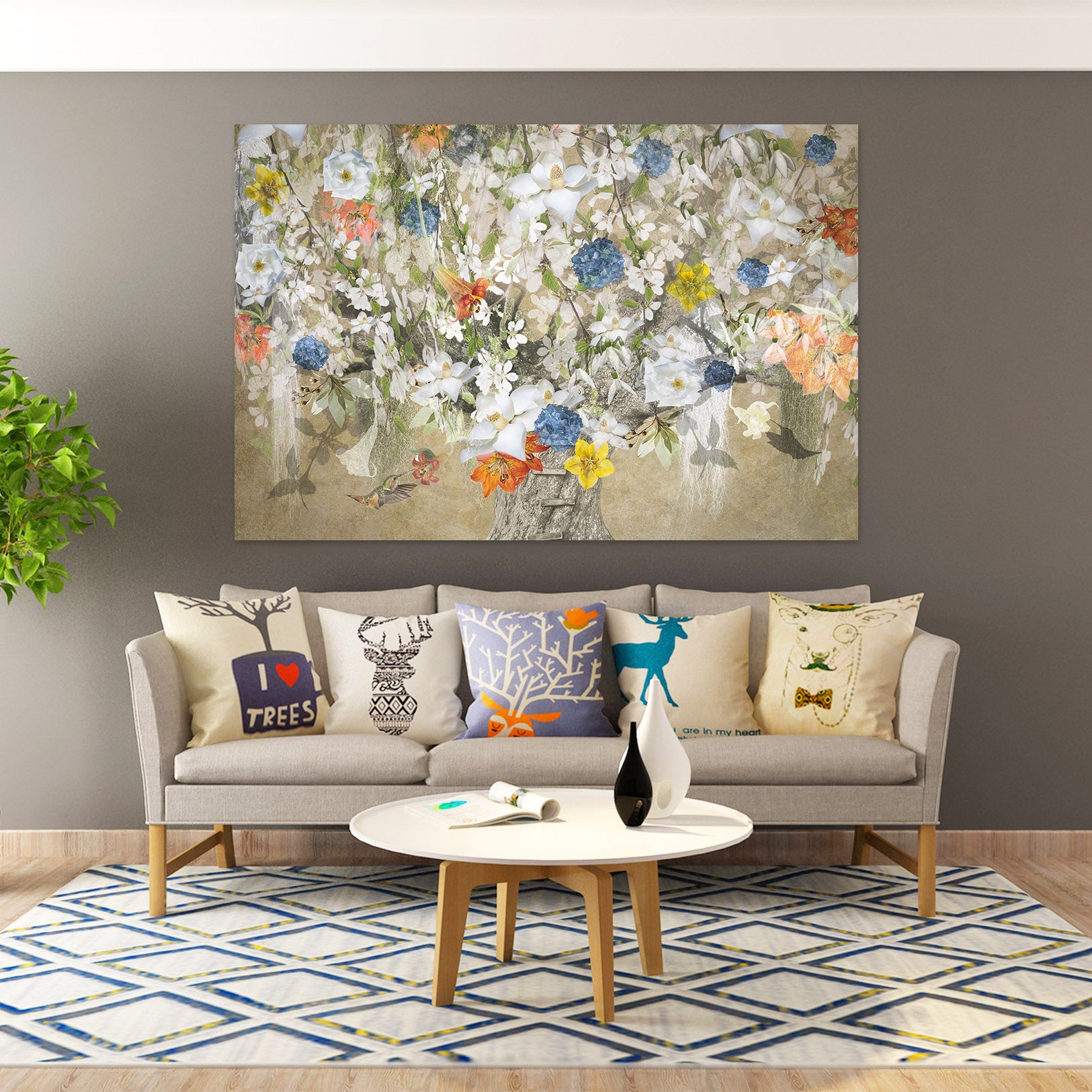 3D White Flowers 4054 Beth Sheridan Wall Sticker
