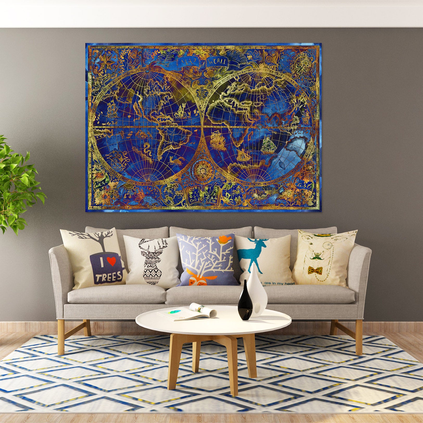 3D Deep Blue Sea 231 World Map Wall Sticker